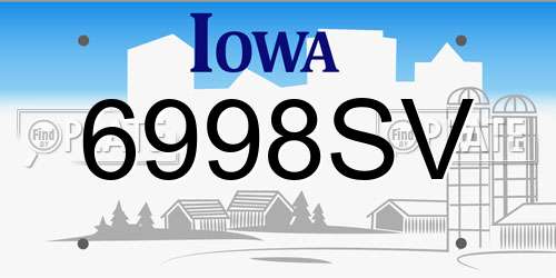 6998SV Iowa License Plate
