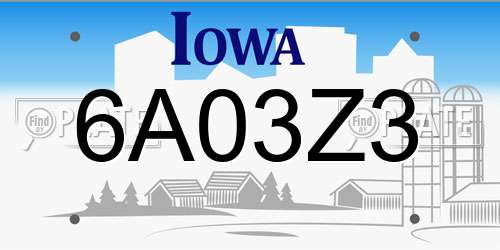 6A03Z3 Iowa License Plate