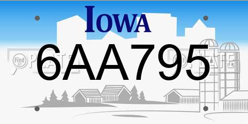 6AA795 Iowa License Plate