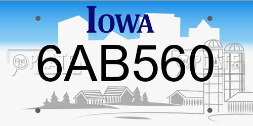 6AB560 Iowa License Plate