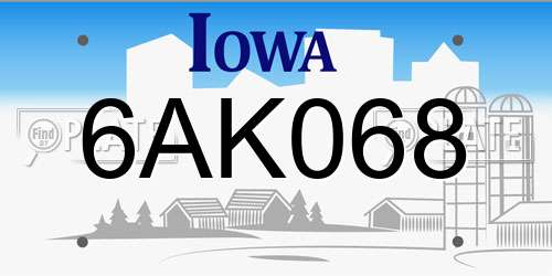 6AK068 Iowa License Plate