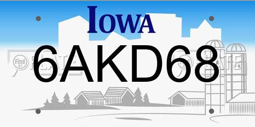 6AKD68 Iowa License Plate