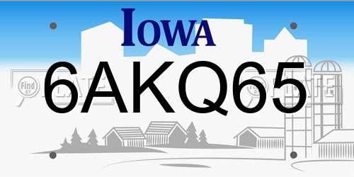 6AKQ65 Iowa License Plate