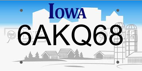 6AKQ68 Iowa License Plate