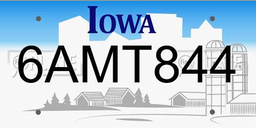 6AMT844 Iowa License Plate