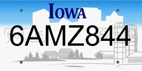 6AMZ844 Iowa License Plate