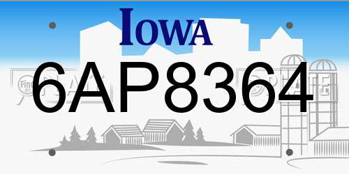 6AP8364 Iowa License Plate