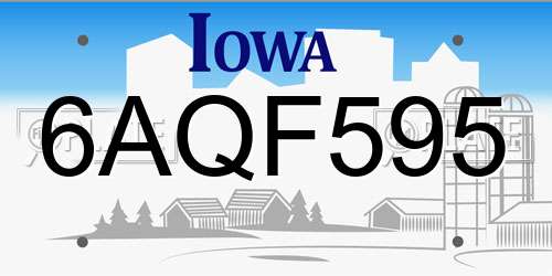 6AQF595 Iowa License Plate