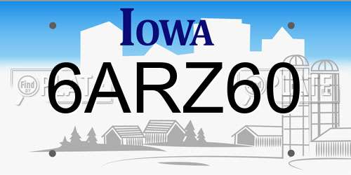 6ARZ60 Iowa License Plate