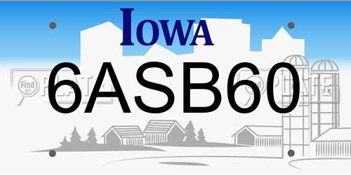 6ASB60 Iowa License Plate