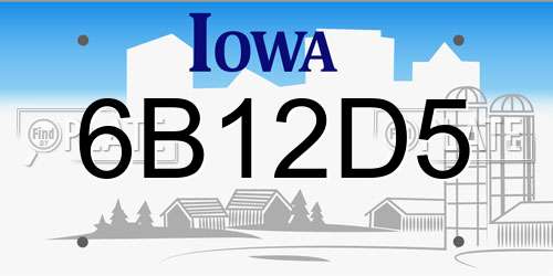 6B12D5 Iowa License Plate