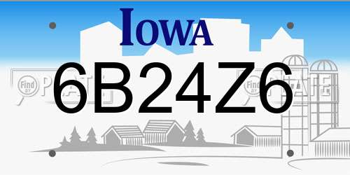 6B24Z6 Iowa License Plate