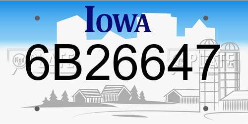 6B26647 Iowa License Plate