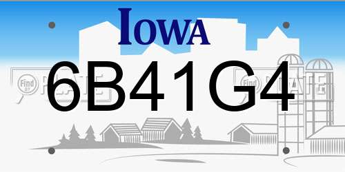 6B41G4 Iowa License Plate