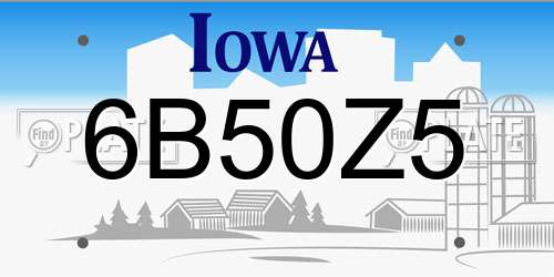 6B50Z5 Iowa License Plate