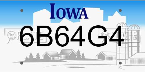 6B64G4 Iowa License Plate