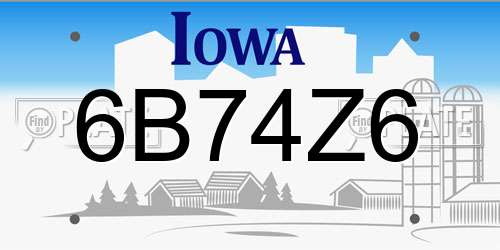 6B74Z6 Iowa License Plate