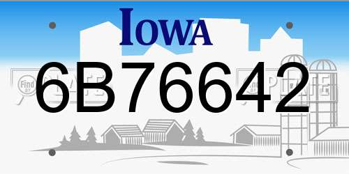 6B76642 Iowa License Plate