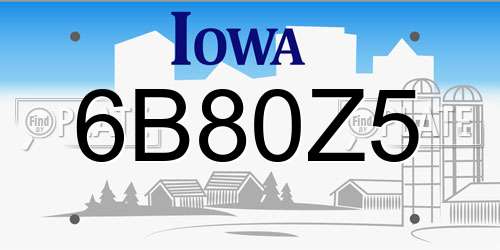 6B80Z5 Iowa License Plate