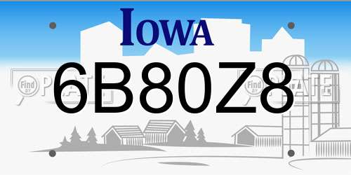 6B80Z8 Iowa License Plate
