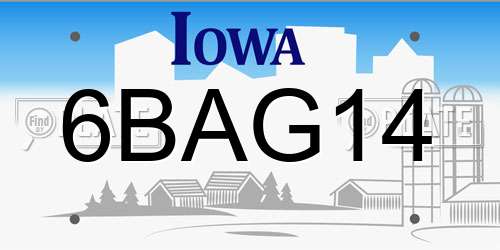 6BAG14 Iowa License Plate