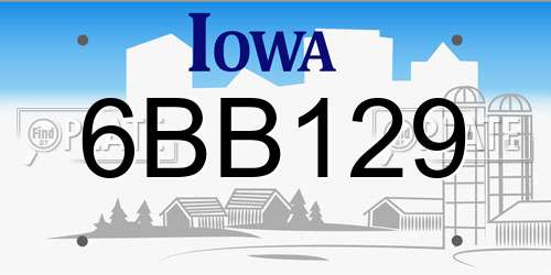 6BB129 Iowa License Plate