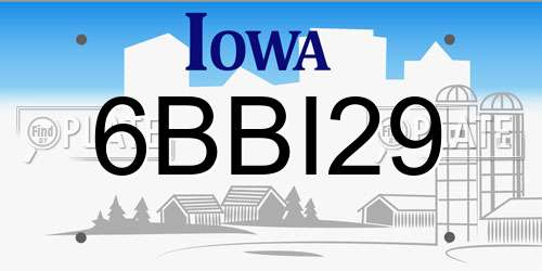 6BBI29 Iowa License Plate