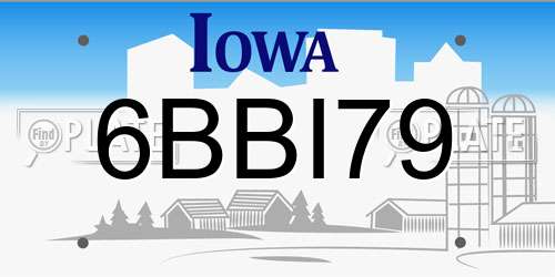 6BBI79 Iowa License Plate