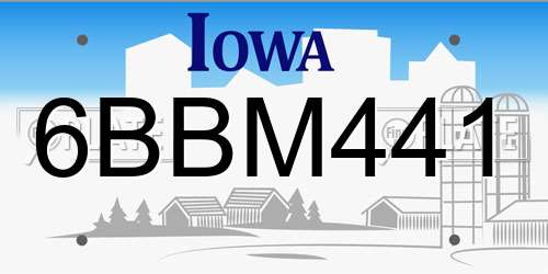 6BBM441 Iowa License Plate
