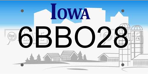 6BBO28 Iowa License Plate