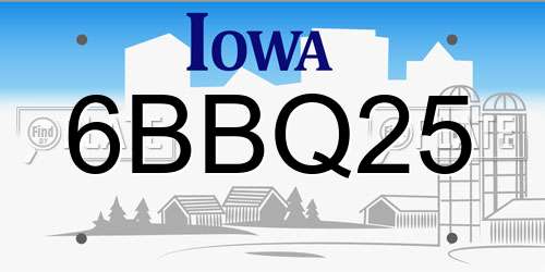 6BBQ25 Iowa License Plate