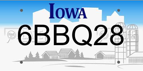 6BBQ28 Iowa License Plate