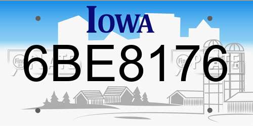 6BE8176 Iowa License Plate