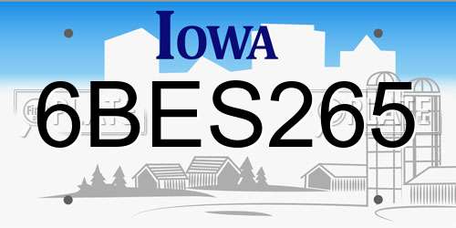 6BES265 Iowa License Plate
