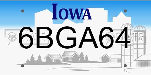 6BGA64 Iowa License Plate
