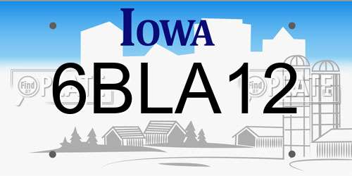 6BLA12 Iowa License Plate