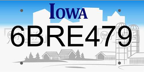 6BRE479 Iowa License Plate