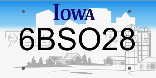 6BSO28 Iowa License Plate