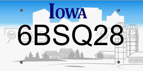 6BSQ28 Iowa License Plate