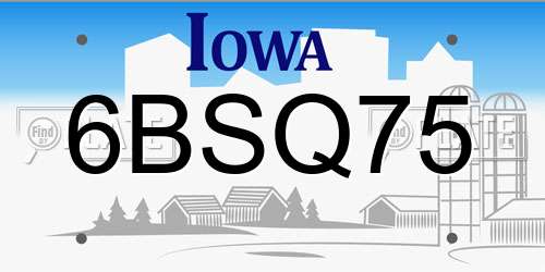 6BSQ75 Iowa License Plate