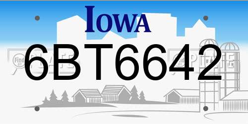 6BT6642 Iowa License Plate