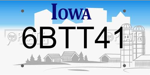 6BTT41 Iowa License Plate