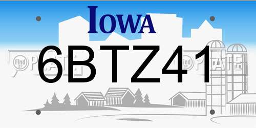 6BTZ41 Iowa License Plate