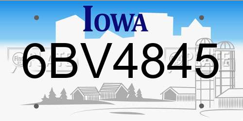 6BV4845 Iowa License Plate