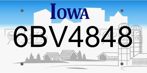 6BV4848 Iowa License Plate
