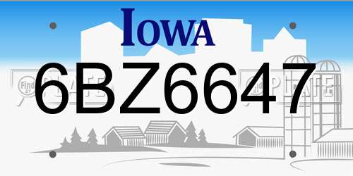 6BZ6647 Iowa License Plate