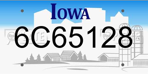 6C65128 Iowa License Plate