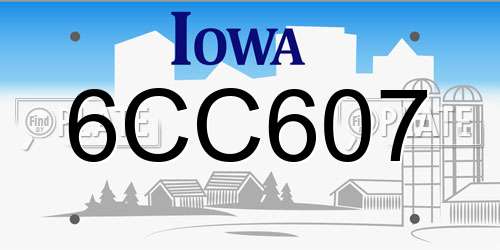 6CC607 Iowa License Plate