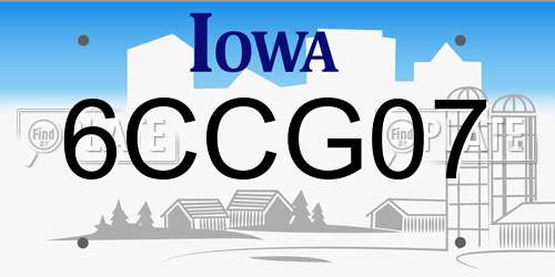 6CCG07 Iowa License Plate