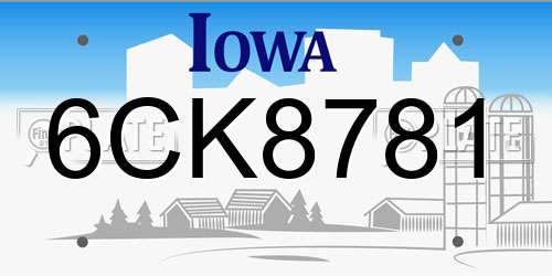 6CK8781 Iowa License Plate